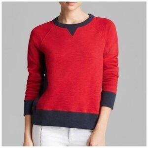 Rag & Bone Jean Basic Raglan French Terry Sweatshirt Medium Seen On TV Red Navy